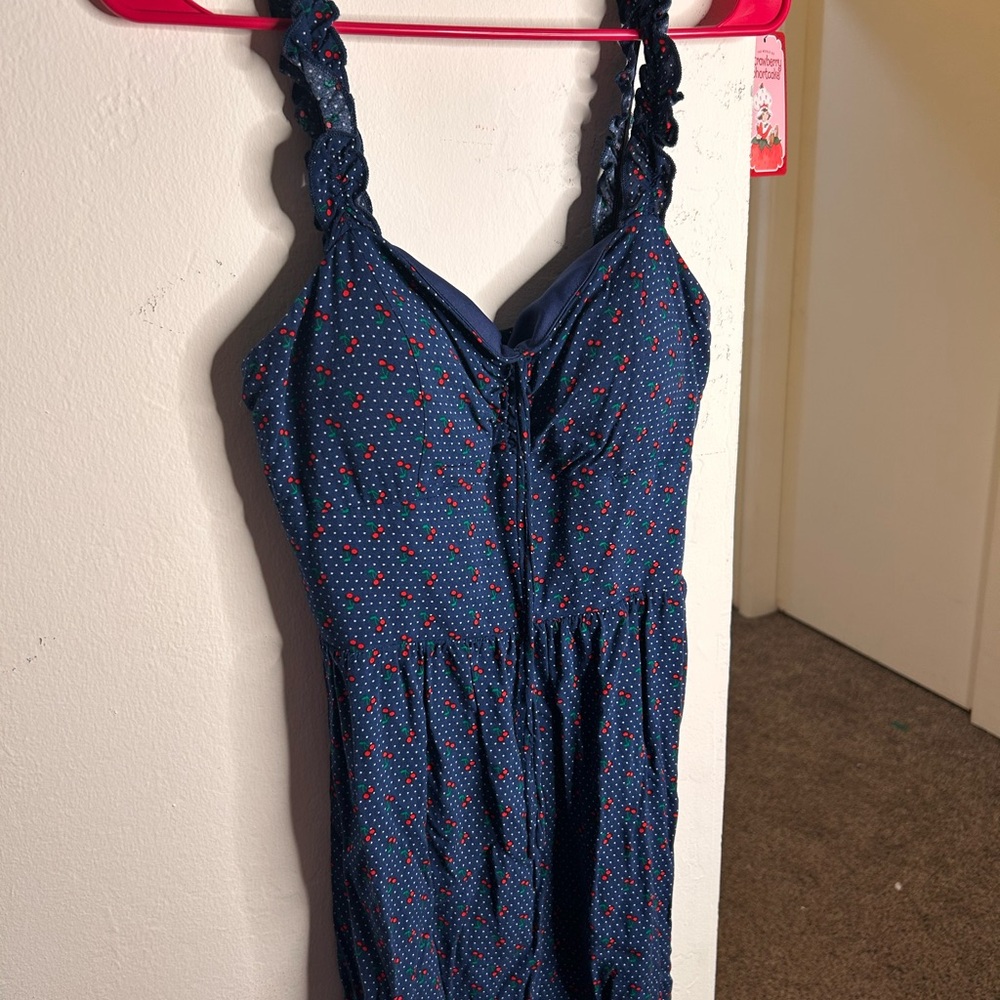AUW Navy Dress with Cherry Accents